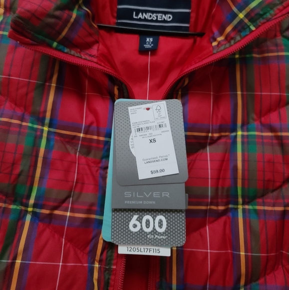 LANDSEND Puffer Vest BNWT XS plaid - Picture 3 of 15